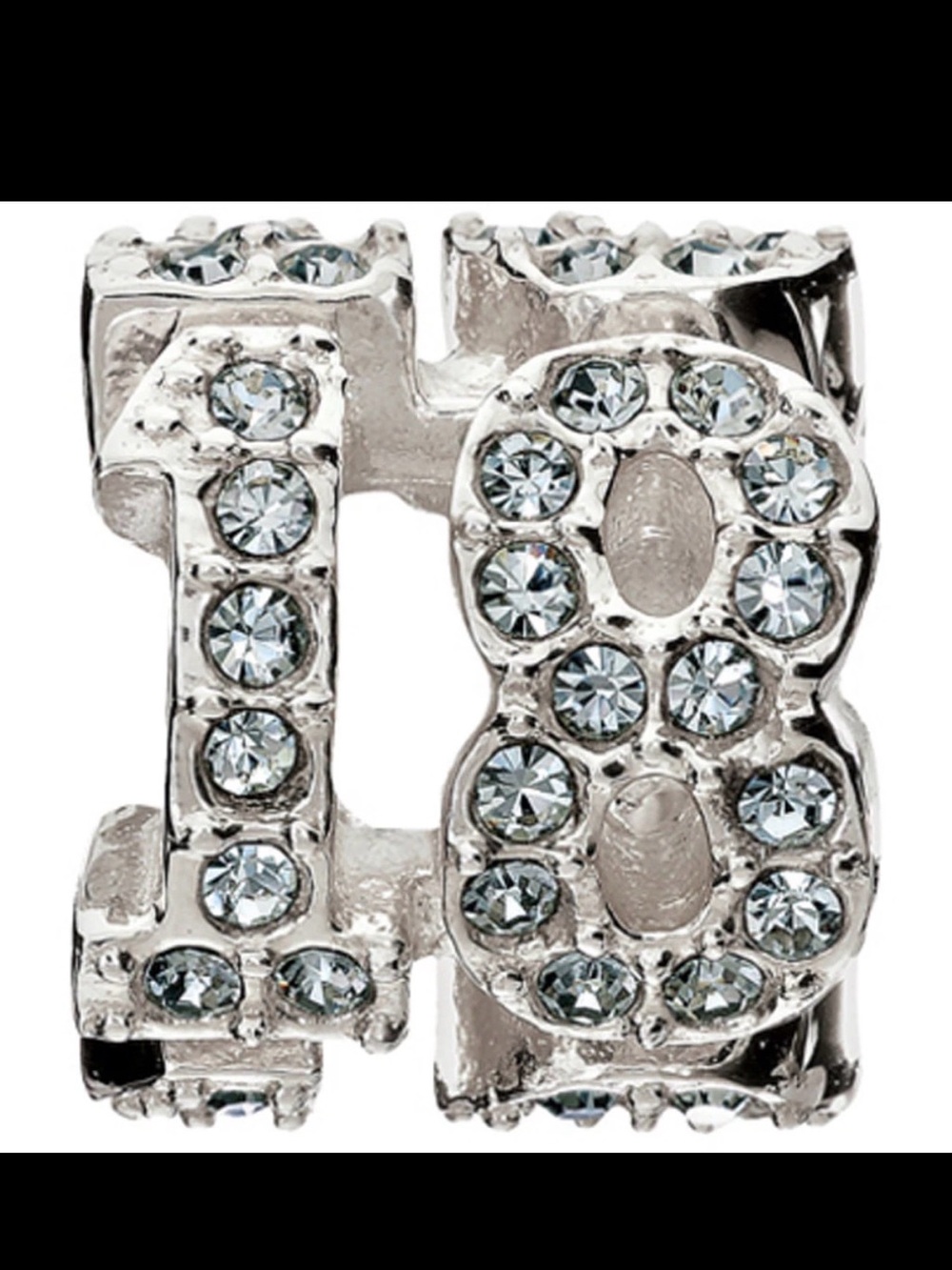 Chamilia Silver Tone '18' Number Charm with Clear Crystals